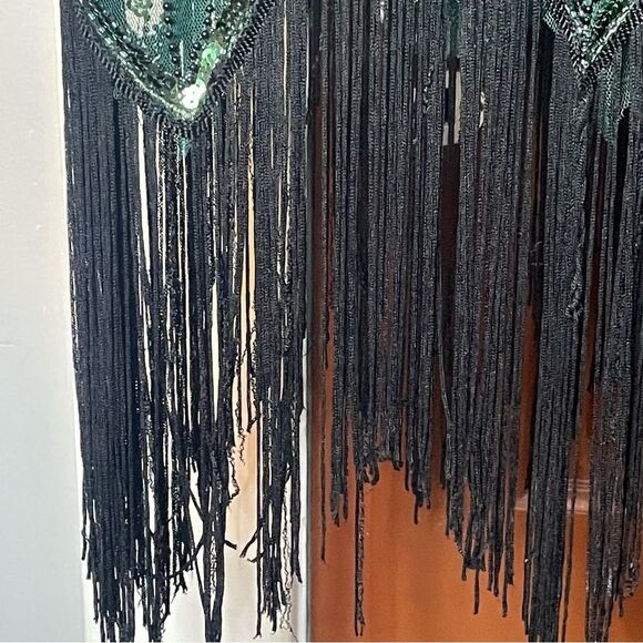 Metme Green Black Beaded 20s Flapper Dress Costume, size XS - Picture 8 of 8